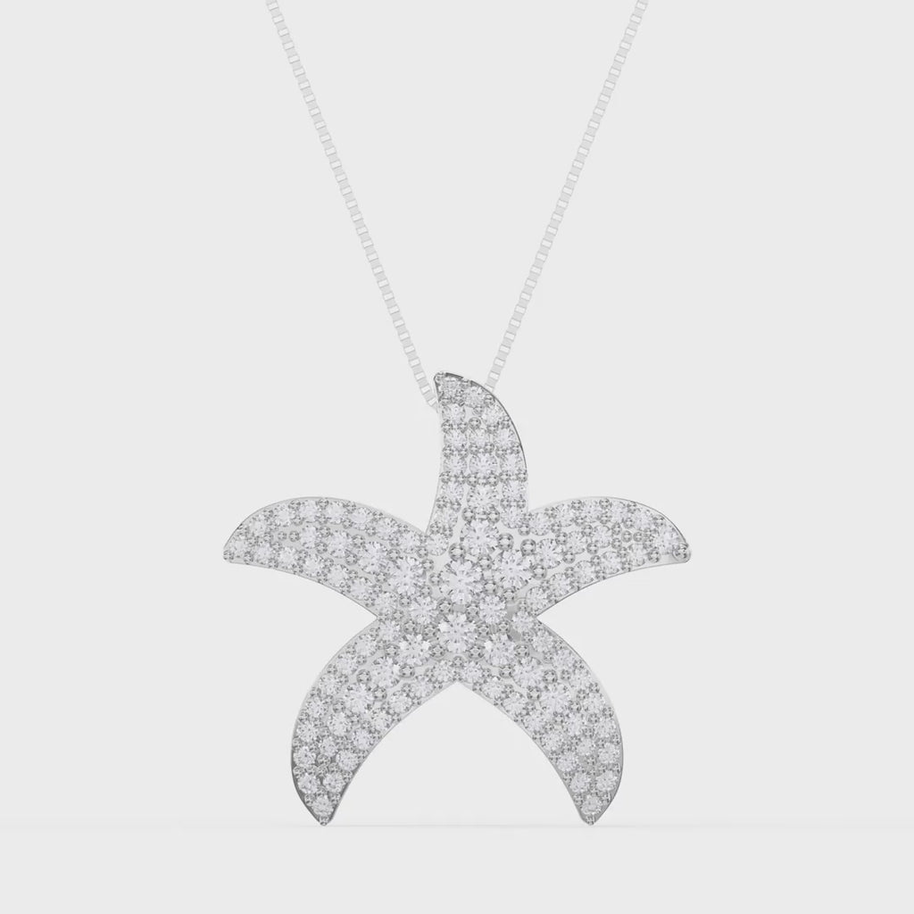 Round Diamond Celestial Starfish Design Pendant