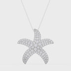 Round Diamond Celestial Starfish Design Pendant