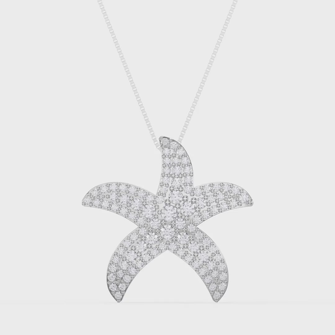 Round Diamond Celestial Starfish Design Pendant