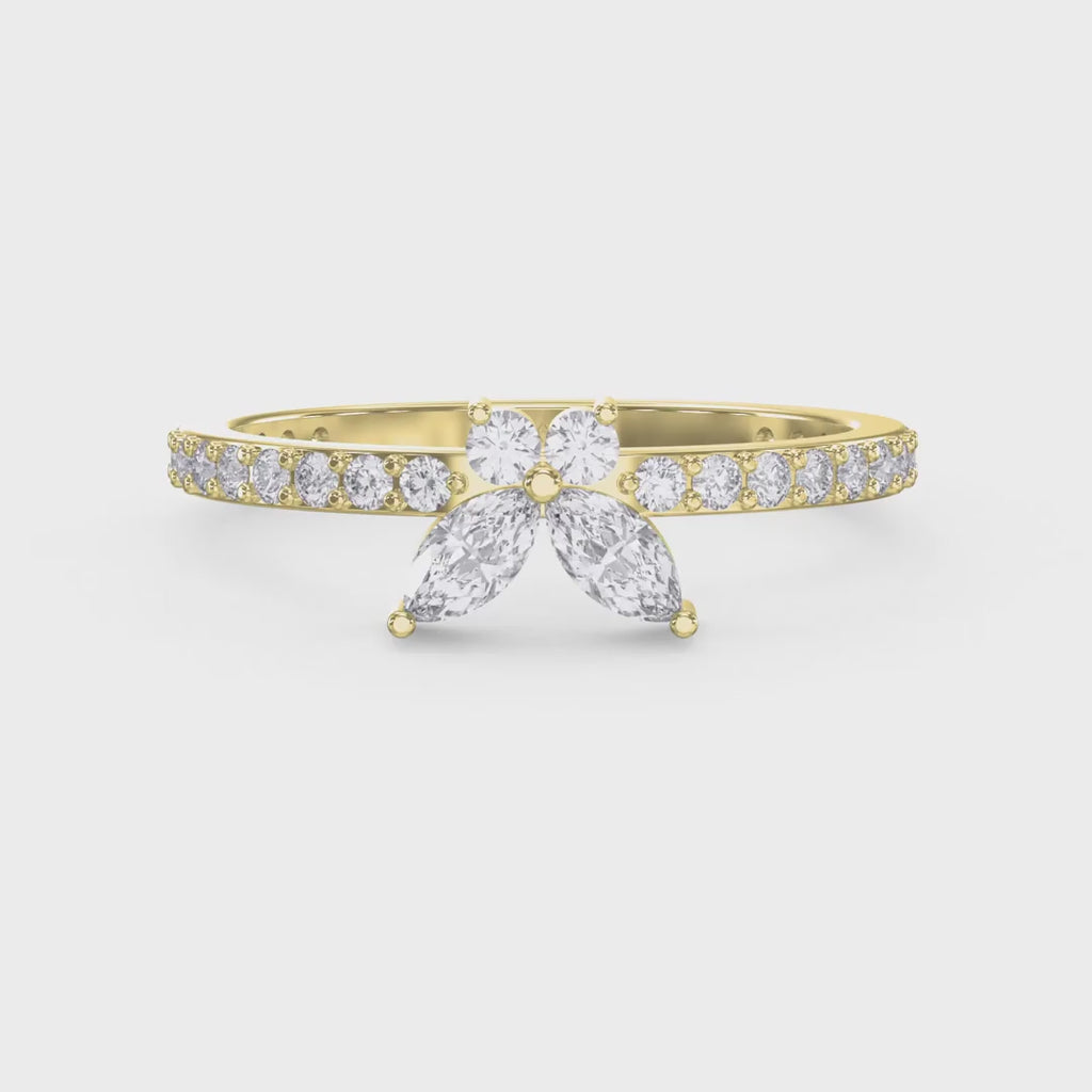 Elegant Floral Marquise and Round Diamond Ring
