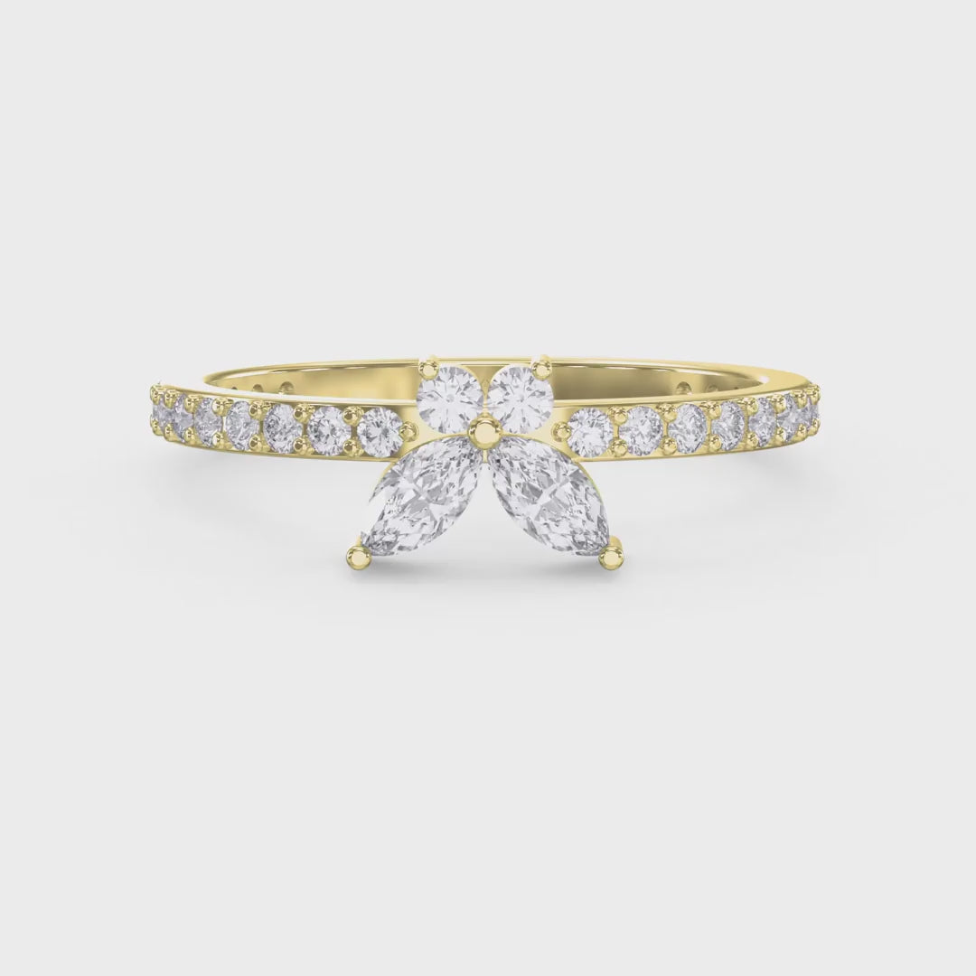 Elegant Floral Marquise and Round Diamond Ring