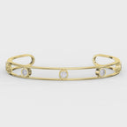 Minimalist Cuff Bracelet with Bezel Set Round Diamond