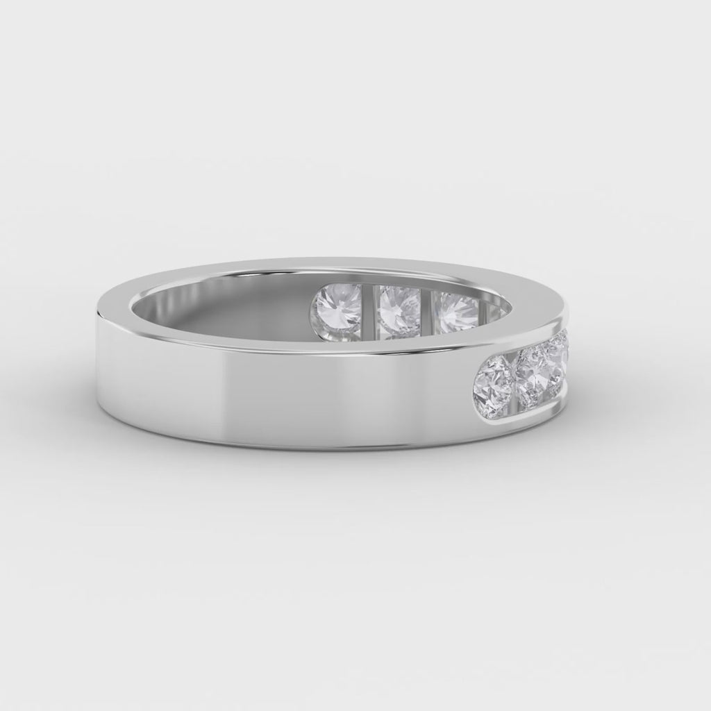 Channel Set Round Diamond Half Ring