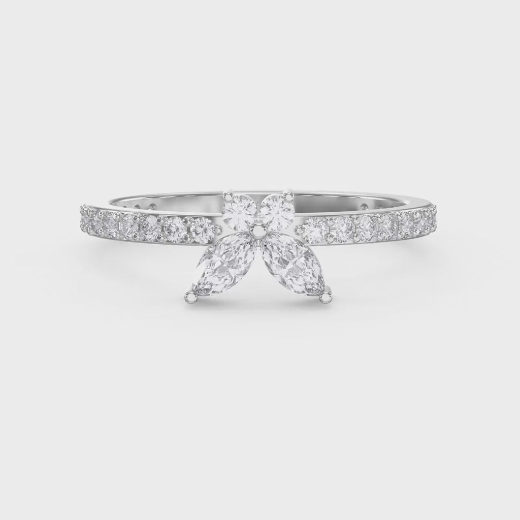 Elegant Floral Marquise and Round Diamond Ring