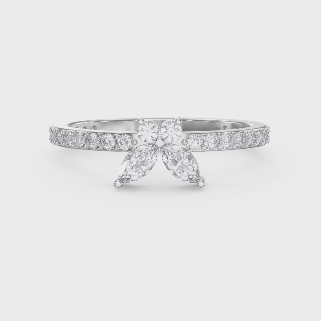 Elegant Floral Marquise and Round Diamond Ring