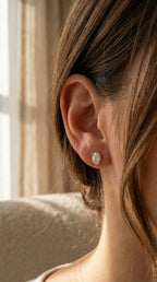 Oval Diamond Earring Stud
