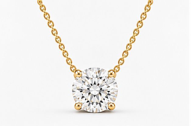 Round Diamond Solitaire Pendant Necklace